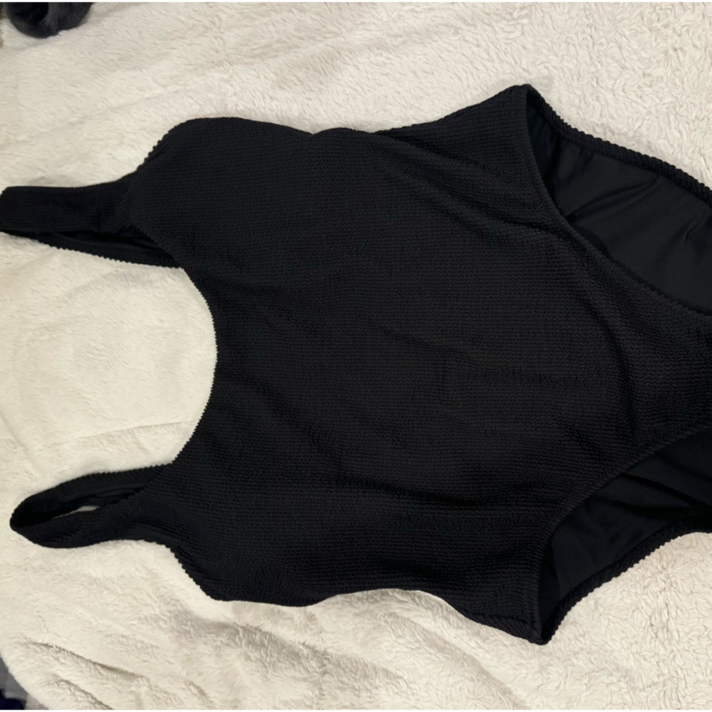 Black textured J Crew one piece bathing suit new with tags and liner